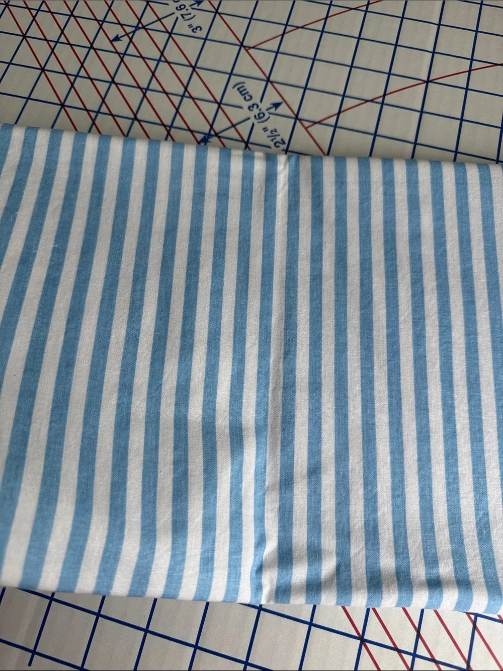 Vintage Blue & White Ticking Stripe Fabric 1 Yard x 56 Wide Cotton Blend Cottage